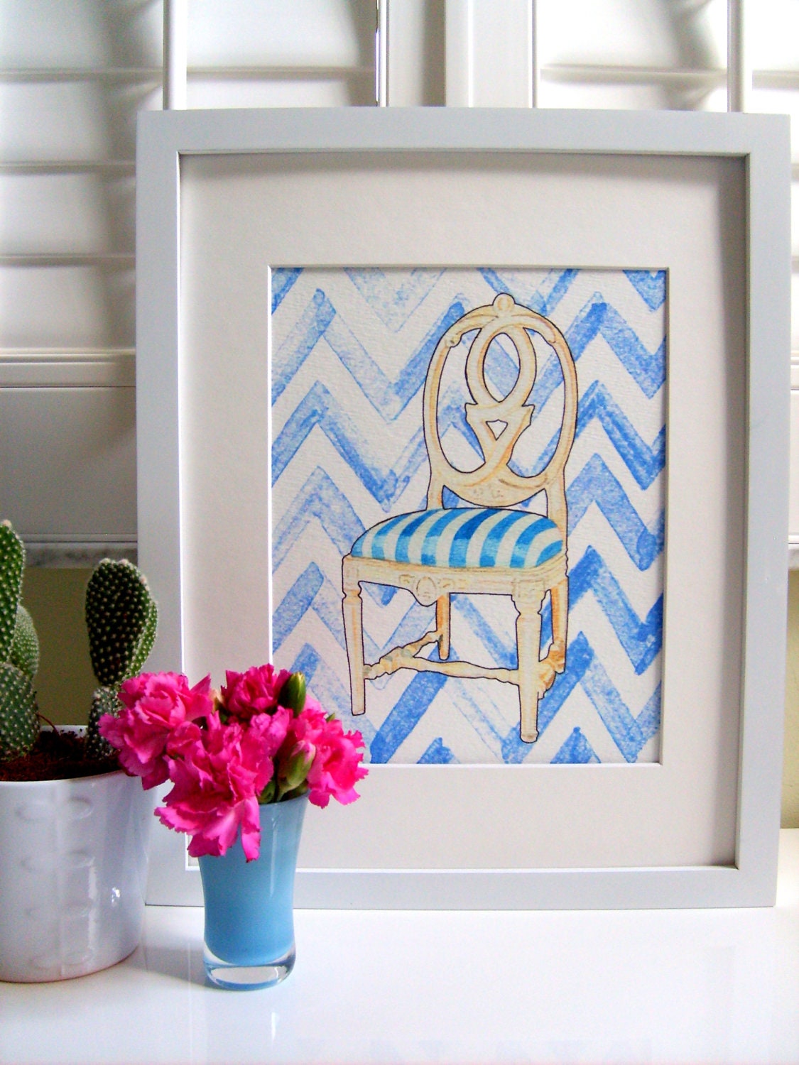 SWEDISH CHAIR on Blue Chevron