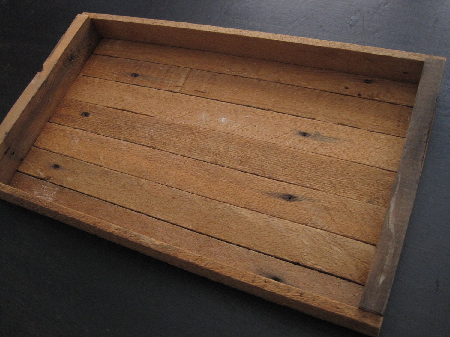 reclaimed wood tray box, salvaged wood tray