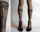 thigh-high Wooden Legs TATTOO gorgeous  stockings Grey