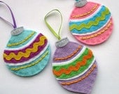 DIY Vintage Felt Baubles - PDF Sewing Pattern, Christmas ornaments, decorations