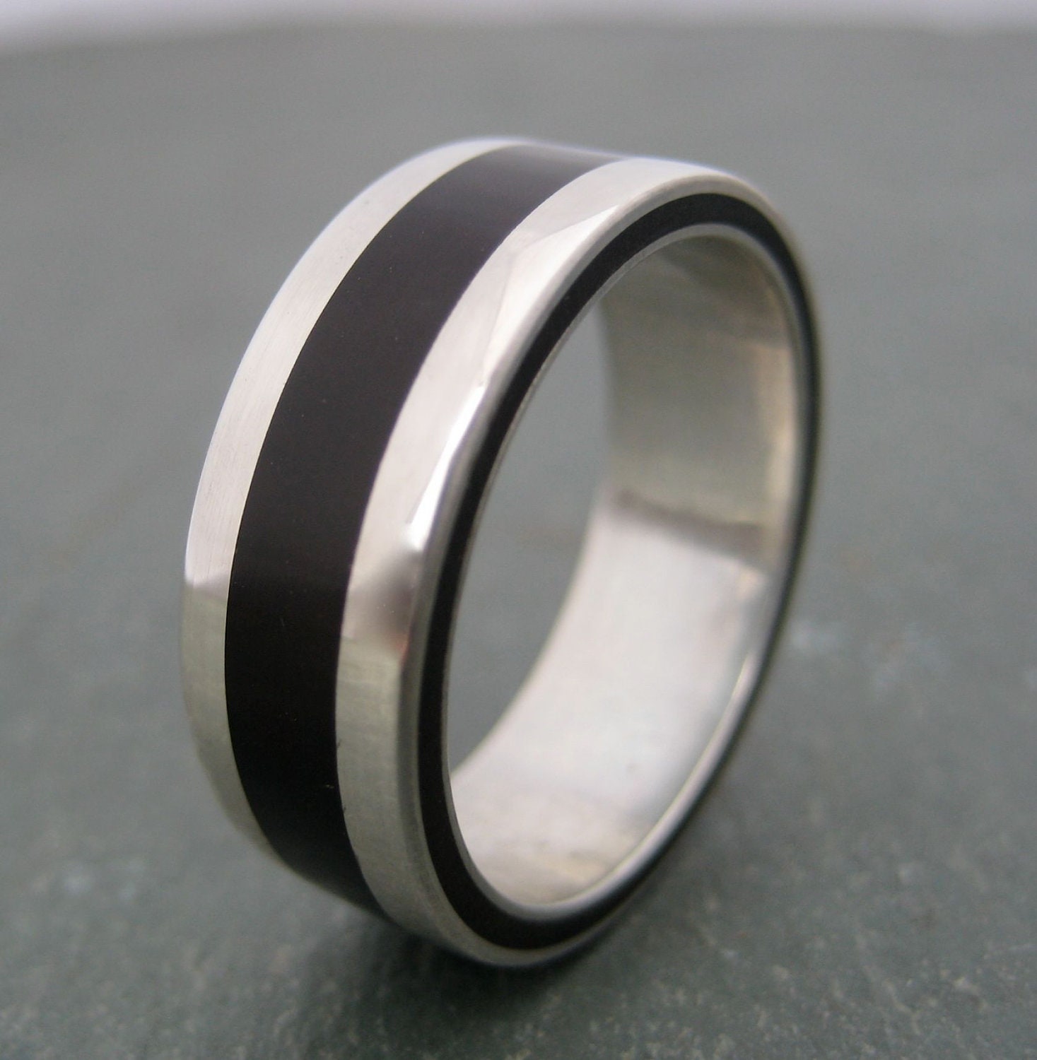 Lados Coyol Wood Ring - ecofriendly wedding ring made with coyol seed ring and recycled sterling silver