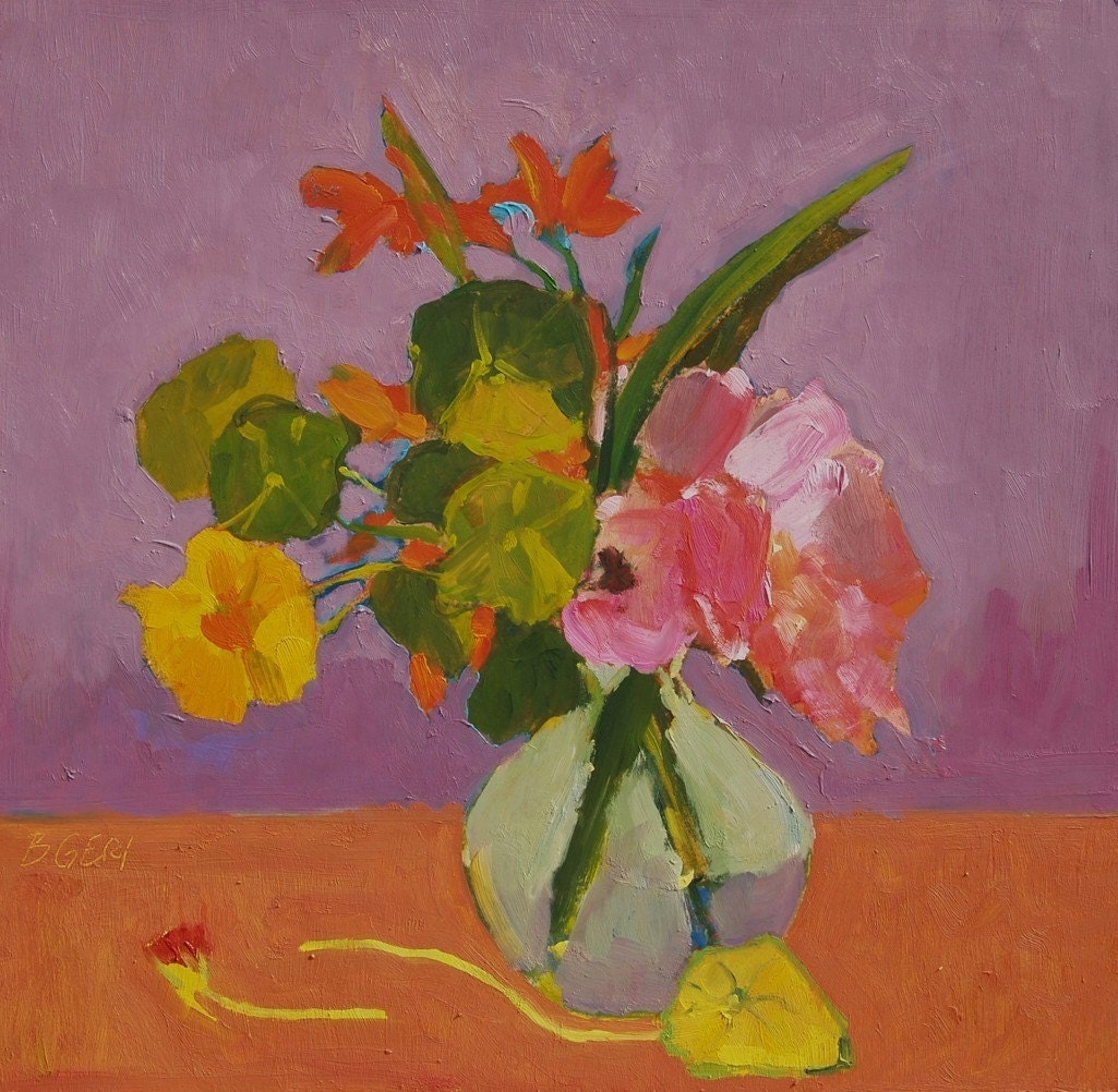 Roses and Nasturtiums 12 x 12
