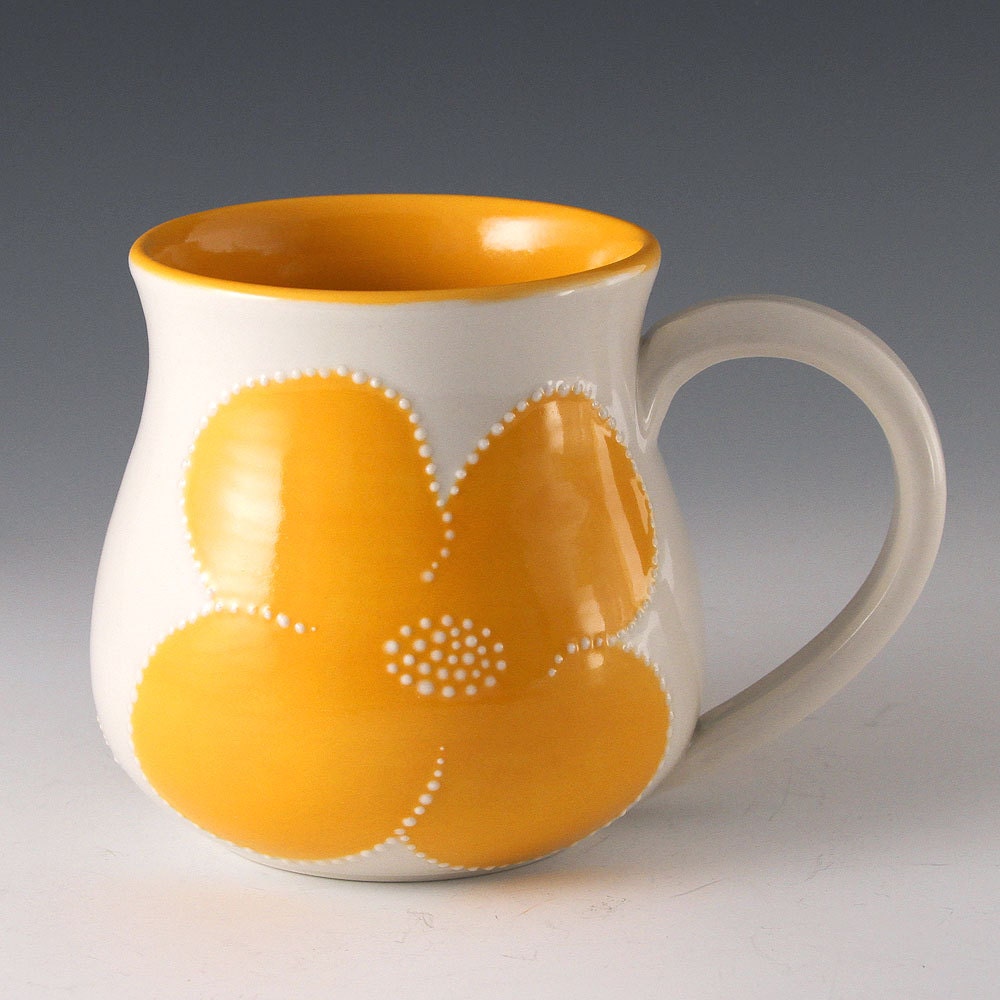 Mug Orange - Porcelain Flower Mug in Orange