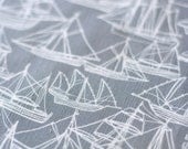 Sailing Ships Tea Towel - Linen / Cotton GRAY