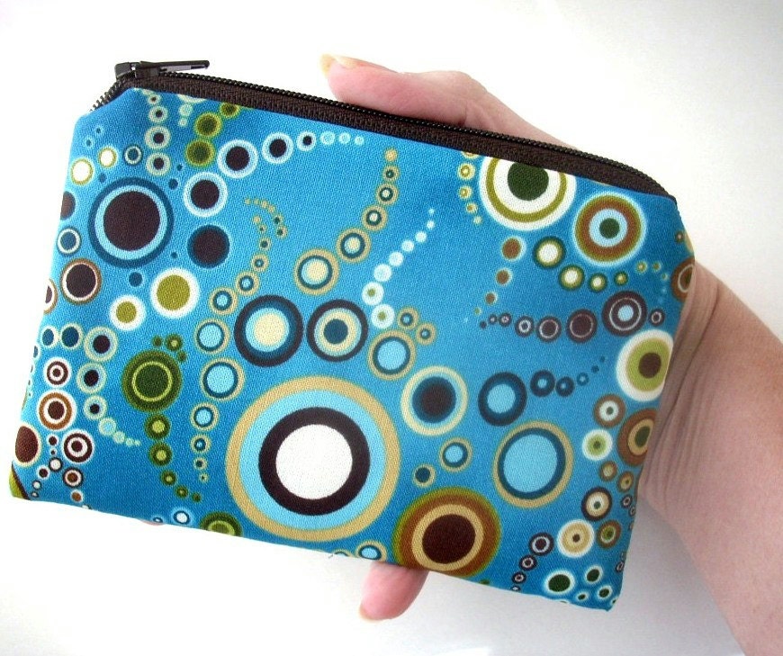 Little Zipper pouch Coin Purse Gadget Case ECO Friendly Padded Blue Effervescense