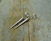 Simple Spike Earrings, Sterling Silver Post Earrings with Spike Dangle, Edgy Spike Jewelry