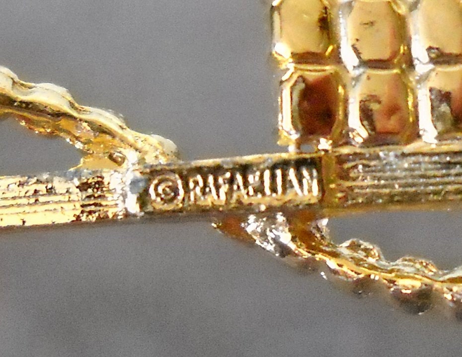 Vintage Flag Brooch Rafaelian USA Rhinestone Pin