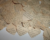 1000 Hearts from Vintage Romance Novels - Heart Punches - Book Themed Party, Shower and Wedding Table Confetti - Aged Pages