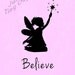 Believe - Pink Silhouette of a Fairy Girl - 8x10 Art Print