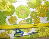 Crazy daisy wallpaper retro olive mustard