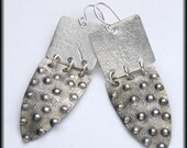 RWANDA - Handforged Textured Dimpled Antiqued Tribal 2 pc Pewter Earrings