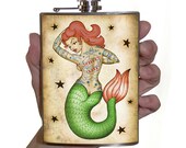 Tattooed Mermaid flask - 8 oz. stainless steel