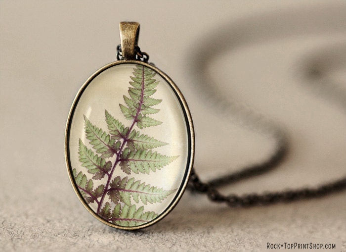 Fern Photo Pendant Necklace, Wearable Art Jewelry, Glass Pendant, Photo Jewelry, Art Pendant, 20 inch Necklace, Romantic Gift for Her