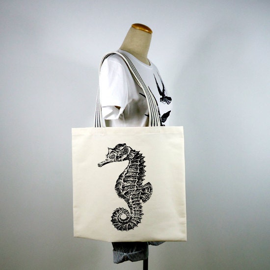 Seahorse Canvas Tote Bag