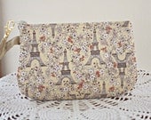 Clutch Wristlet Zipper Gadget Pouch Case  Paris in Spring - Beige