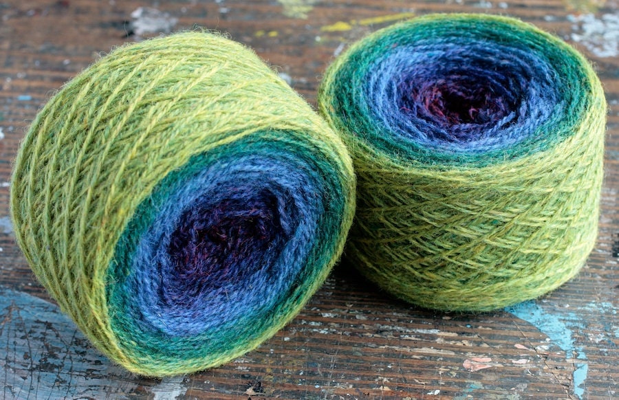 Pure wool knitting yarn - 2 x 100 g -- purple, navy, blue, green,