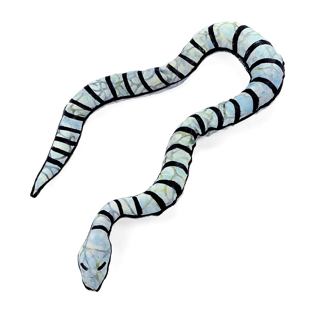 catnip snake - striped blue green batik - cat toy