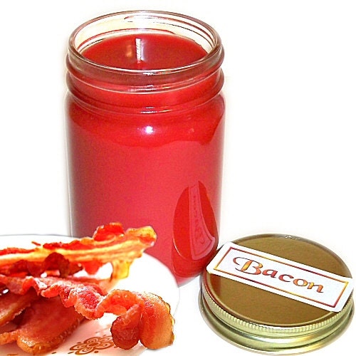Bacon Mason Jar Candle Manly Scent 12 Oz Handmade