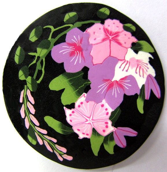 BIG Polymer clay bouquet of light purple and pink flowers cane