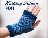 Classic Chevron Mitts: Knitting Pattern -- fingerless gloves PDF document - instant digital download