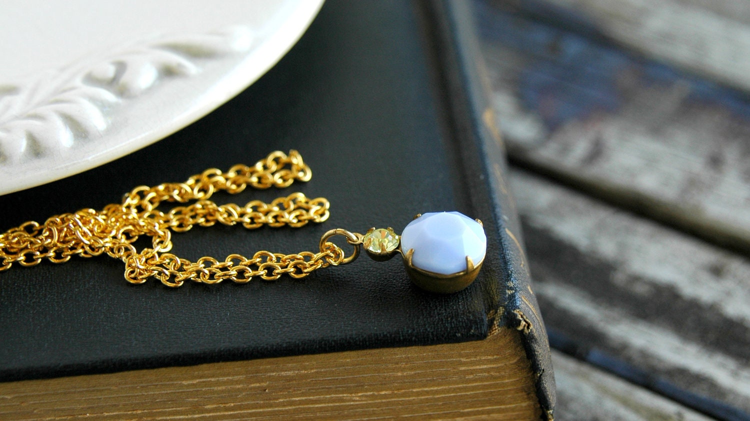 Sky Blue & Citrine . vintage jewel necklace