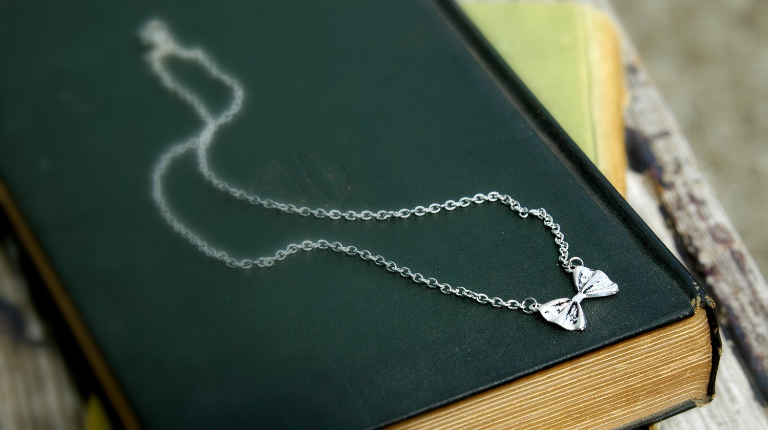 Silver Bow Necklace . Bow Tie Pendant Necklace . Bridesmaid Bow Jewelry