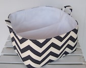 Navy Blue Chevron - Diaper Caddy - Storage Container Organizer - 1 Separator/Divider - 2 Compartments