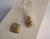 Asymmetrical Sterling Silver Earrings, Yellow