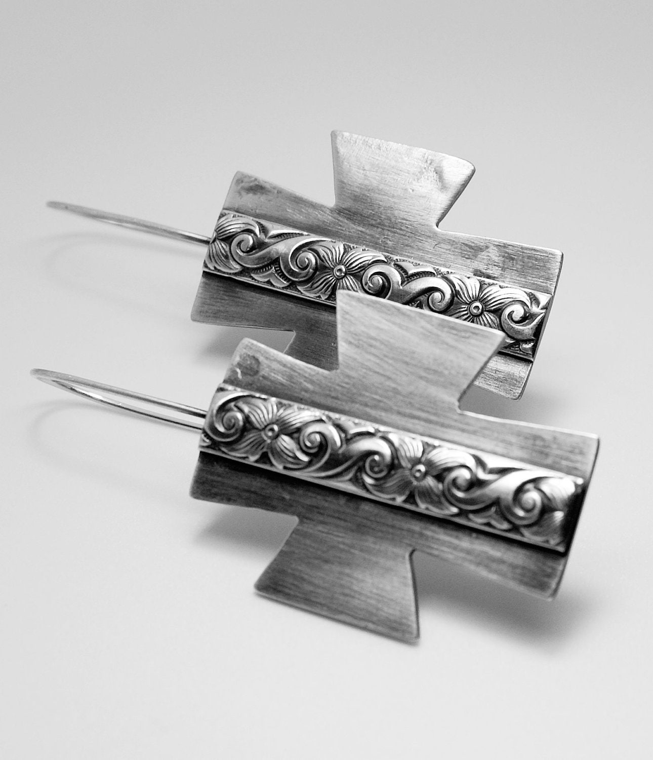 Argentium silver celtic cross earrings