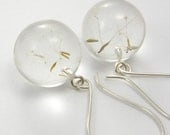 Dandelion Seeds Earrings, Delicate Floral Sterling Silver Earrings