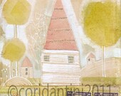 little house on a hillside - 8 x 8 - limited edition archival print - cori dantini