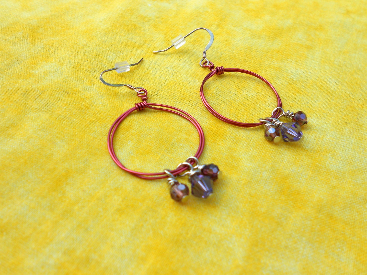 Burgundy Wire Circles with purple