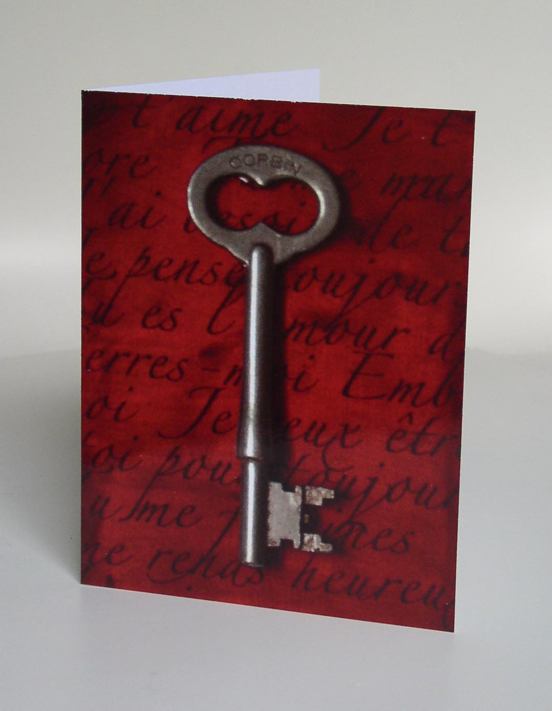 Red Key Love greeting card, print of original artwork
