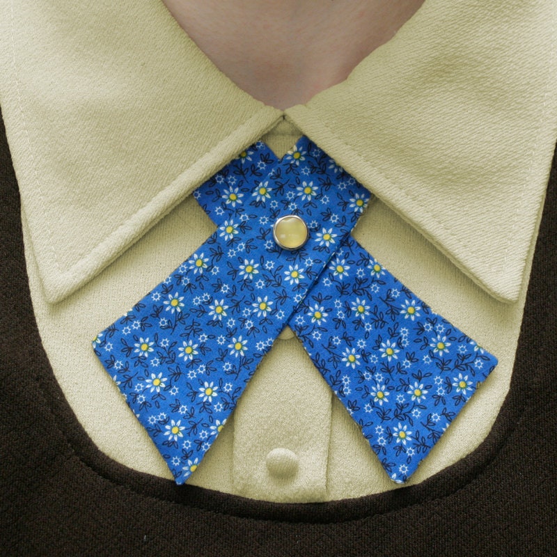Womens Neck Tie - Blue & Yellow - Floral