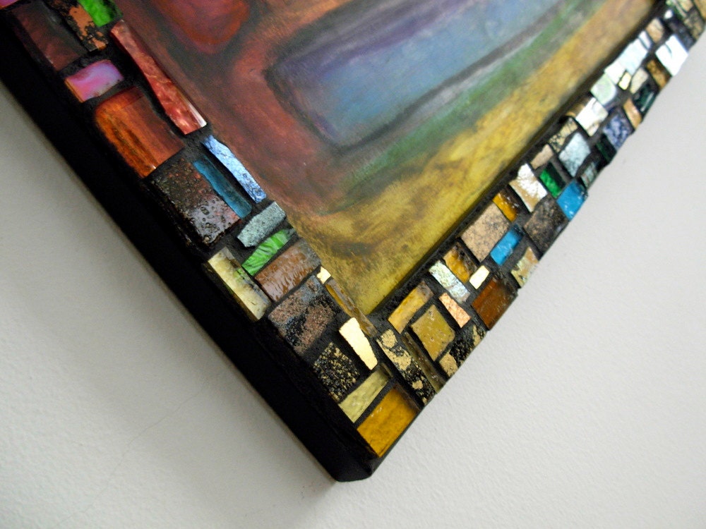 Bold Abstraction Oil Pastel Duo with Mosaic Frame from Marzanne Collaboration
