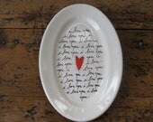 I Love You Vintage Ceramic Porcelain Plate