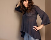 linen trapeeze top with raglan sleeve - made to order