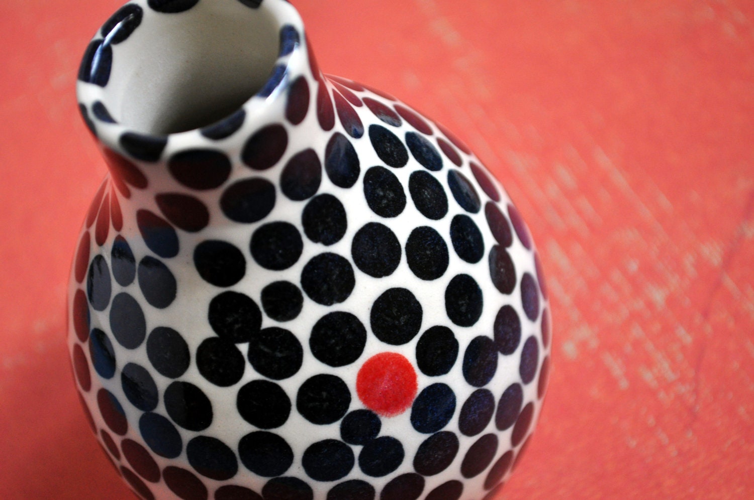 Bud Vase- Black and White with One Red Dot- "Be Yourself" Design