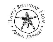 Sand Dollar custom Rubber Stamp Happy Birthday From seashell