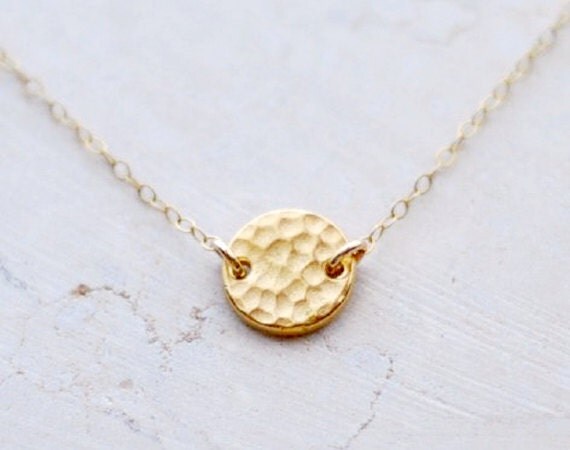 RESERVED LISTING Soleil - hammered gold disc gold filled necklace - simple classic jewelry