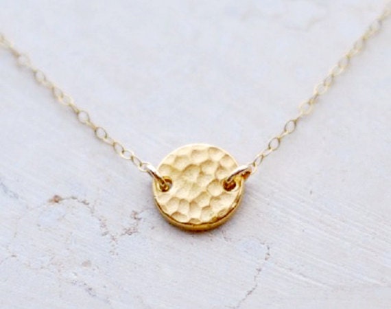 RESERVED LISTING Soleil - hammered gold disc gold filled necklace - simple classic jewelry