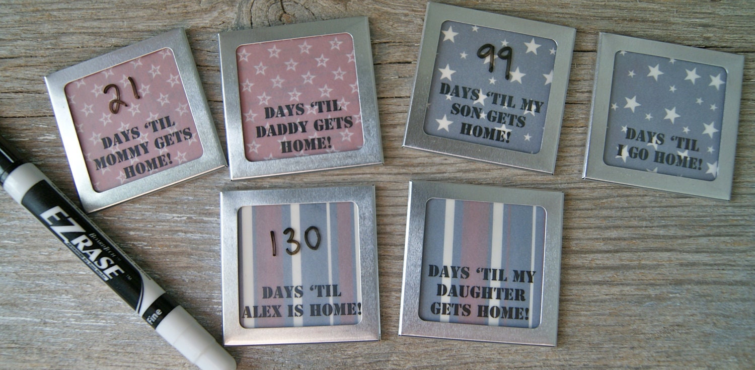 CUSTOM Vintage Slide Frame Dry Erase MILITARY DEPLOYMENT Countdown Magnet