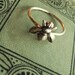 Brass Tiny Cute Honey Bumble Bee Ring on Antiqued Brass Band, Art Nouveau, Tattoo, Steampunk