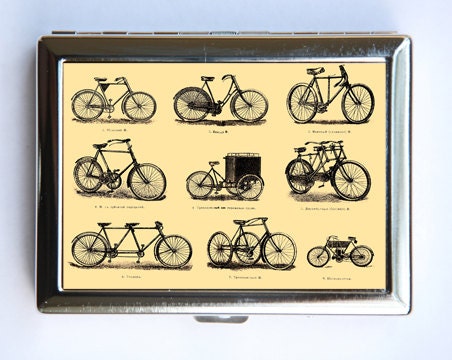 Victorian Bikes Cigarette Case Wallet Business Card Holder steampunk
