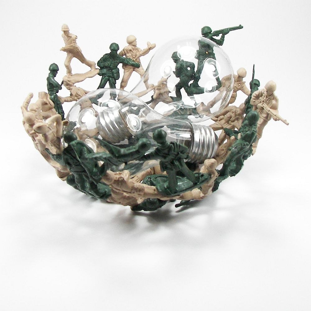 Two Tone Army Men Bowl will hold your stuff with melted rifles