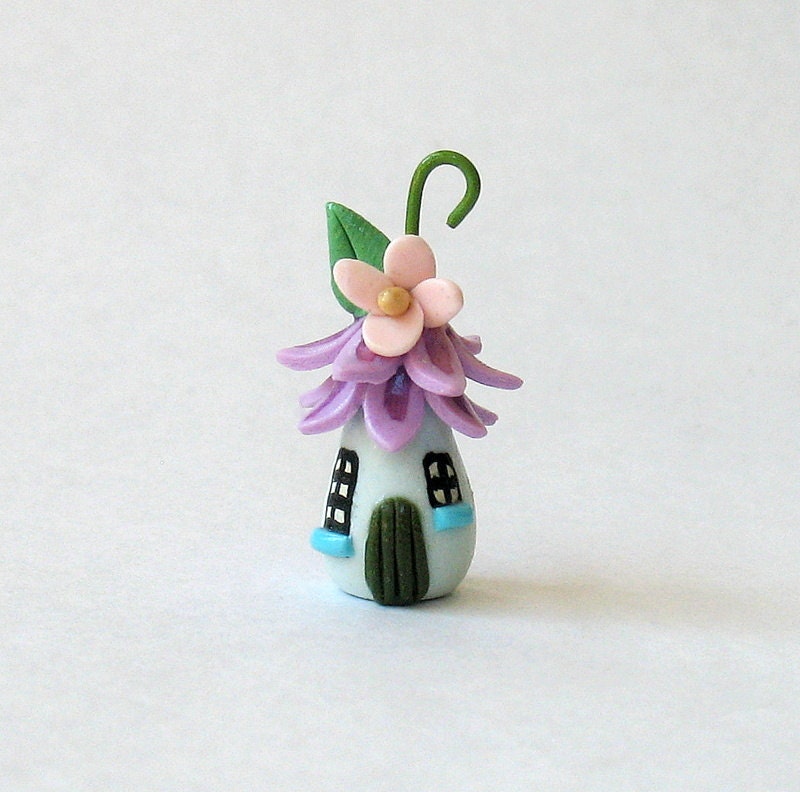 Miniature Whimsical Blossom Fairy House - Lavender - OOAK by C. Rohal