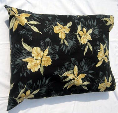Pair of Flowered Pillow cases, Black and Gold flowers