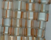 Clear and Orange Stripe Chinese Cane Glass Beads