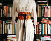 Vintage Fabric Wrap Belt with Leather Ties
