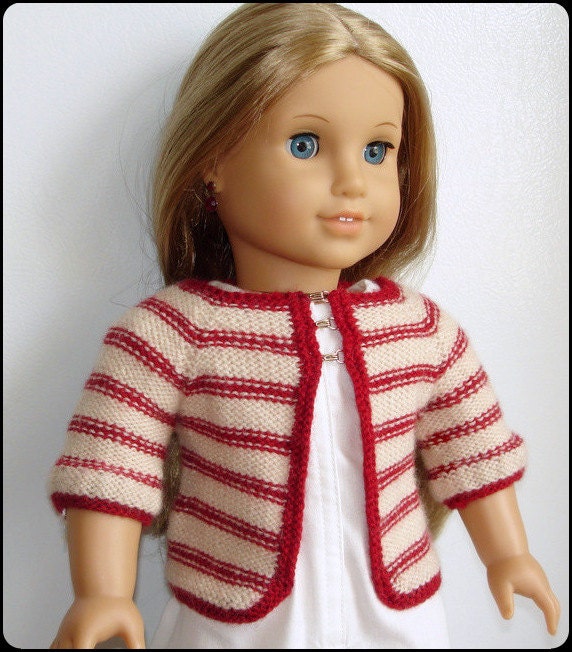 Matilda Cardigan - Sweater Knitting Pattern For 18" American Girl Dolls PDF - Doll Clothes Pattern - Instant Download